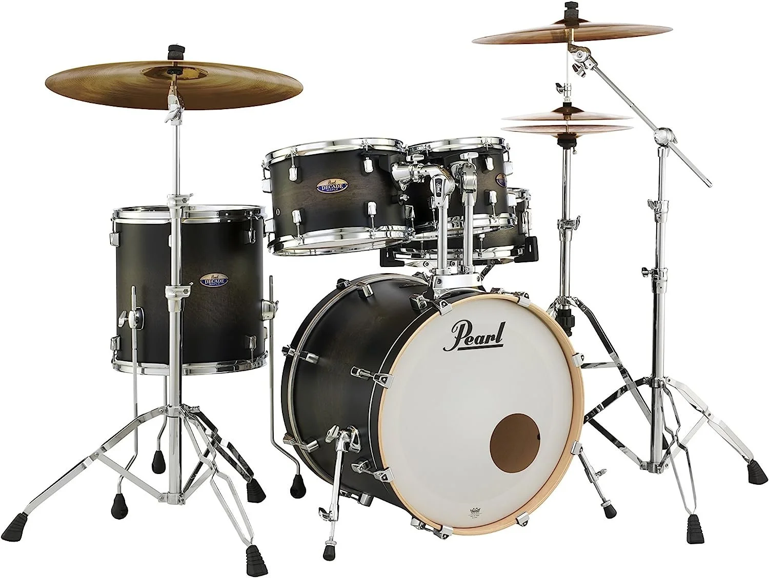 Pearl Decade DMP905P/C262 5 Piece Drum Shell Pack, Satin Blackburst,Fusion