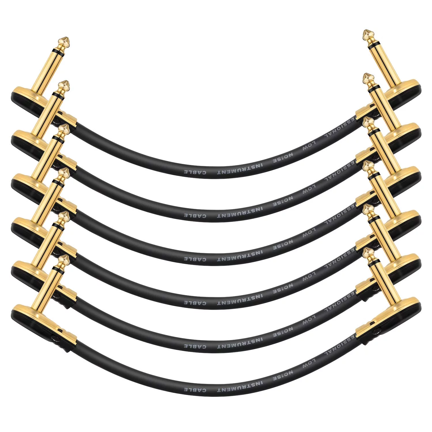 Donner Guitar Patch Cables Right Angle 6 Inch 15 cm 1/4 Instrument Cables for Effect Pedals 6 Pack