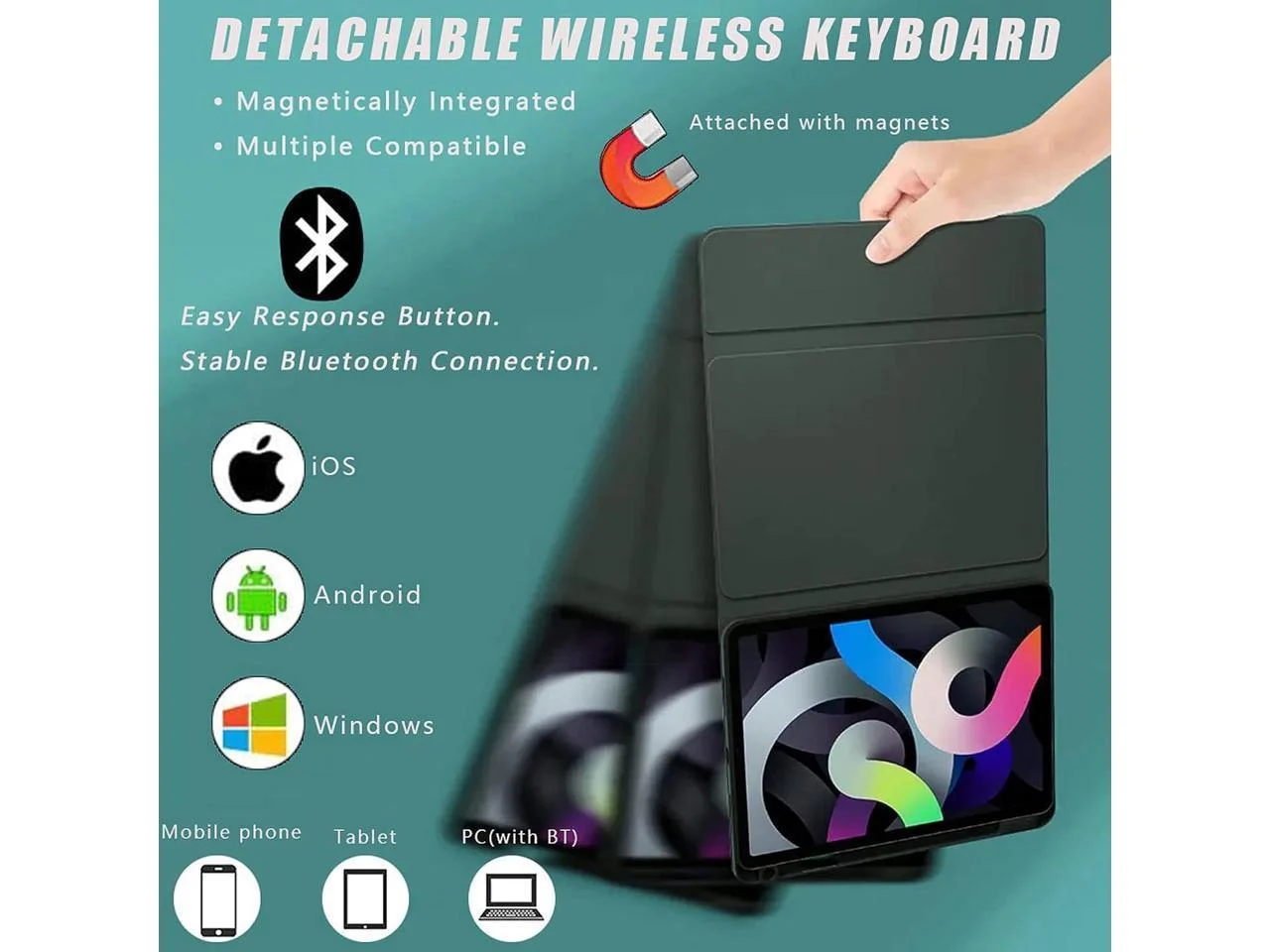 Touchpad Keyboard Case for iPad 10th Generation 10.9 inch 2022 A2696 A2757 A2777 Smart Stand Cover with Detachable Wireless Magnetic Keyboard, Pencil Holder