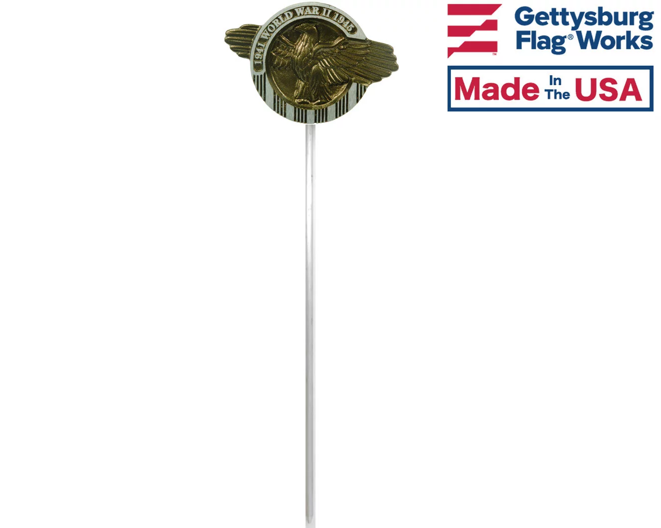 WWII Aluminum Grave Marker, Cemetery Memorial Flag Holder, Veteran Plaque, Made in USA