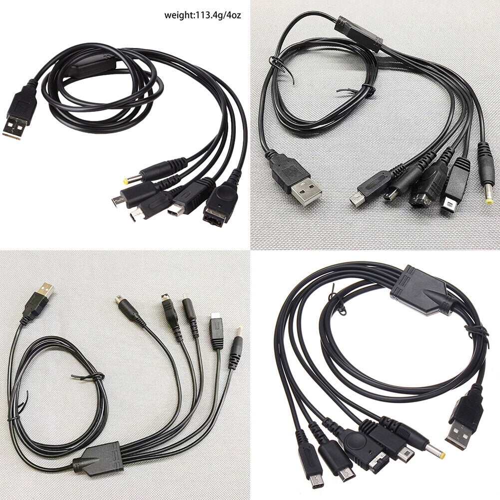 US 2-4Pc 5-in-1 USB Cable Nintendo 3DS, GBA SP, DS, DS Lite, DSi, 3DS XL, 2DS XL