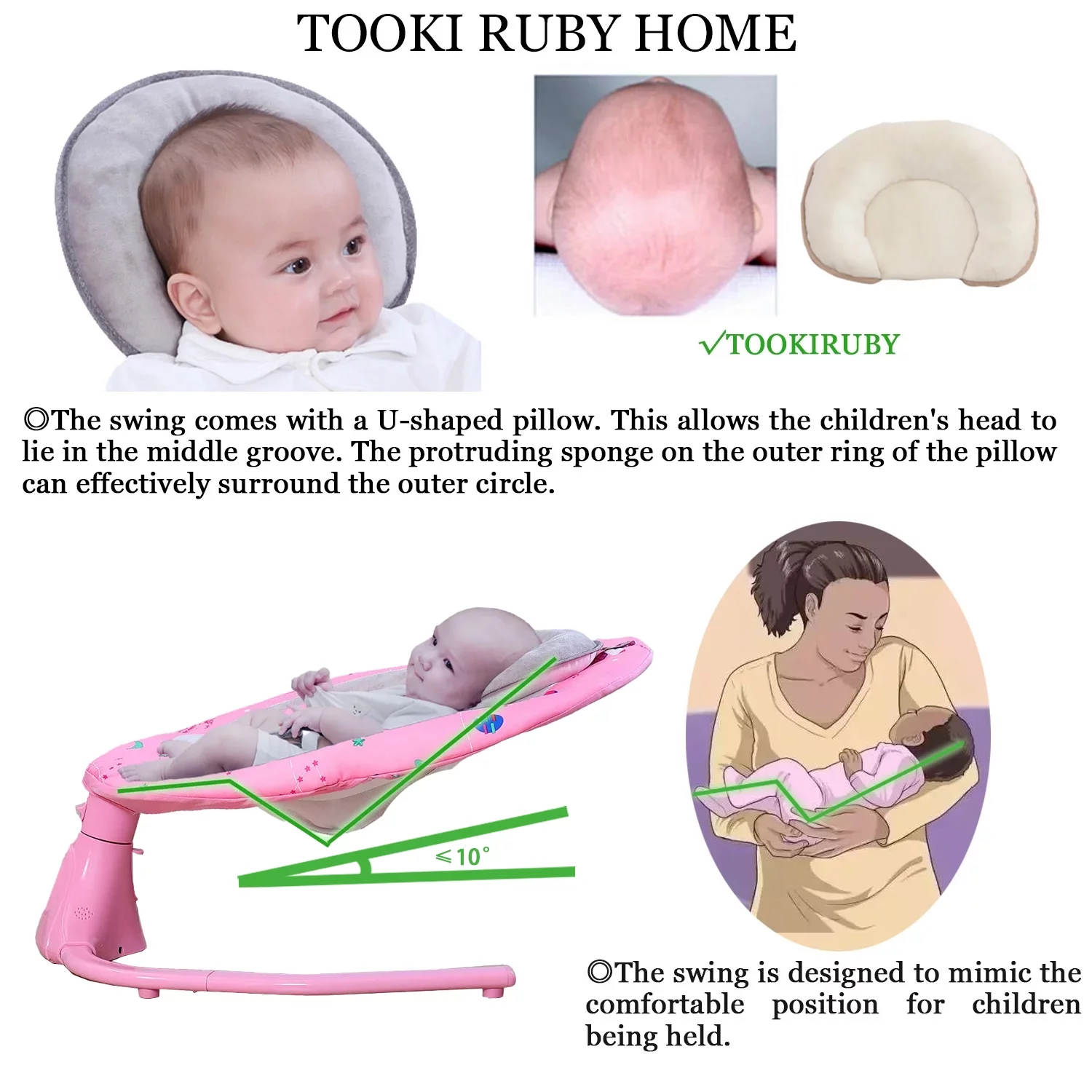 Baby Swing for Infants Bluetooth Swing with Music Speaker,3 Height Adjustments,12 Lullabies and 4 Speeds,Remote Control,Pink