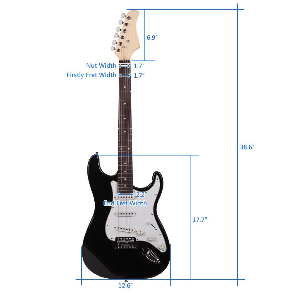 Ktaxon Rose Wood Fingerboard Electric Guitar with Guitar Bag for Beginner, Black