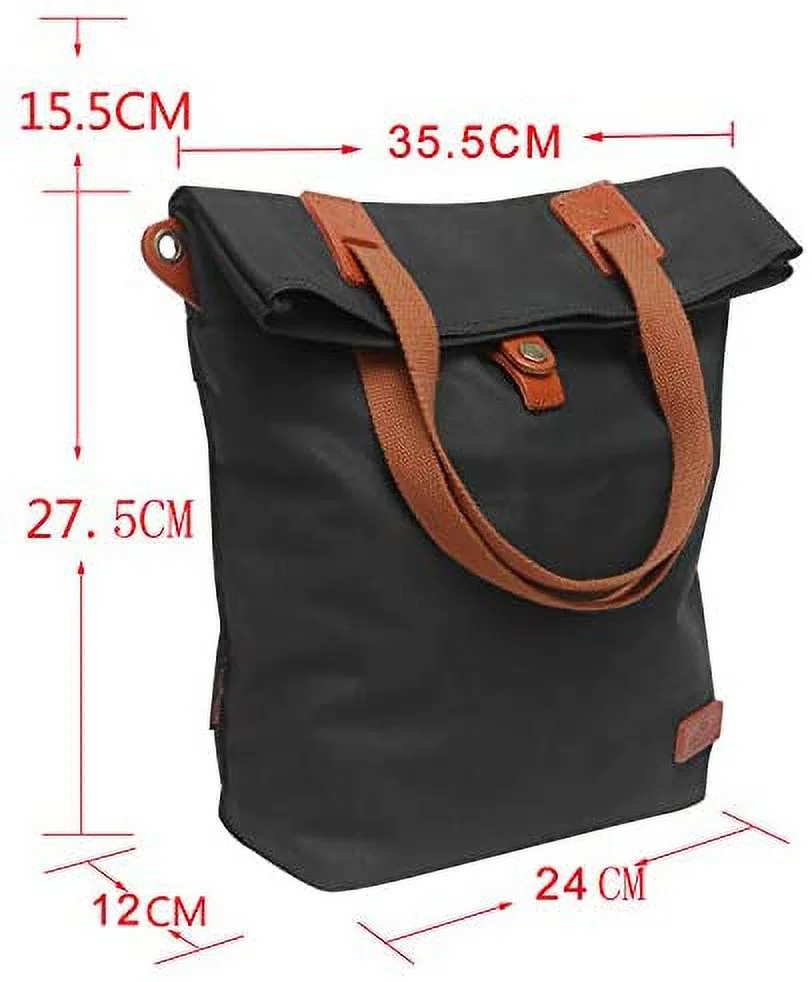 TOURBON Cycling Bicycle Pannier Waxed Canvas Waterproof Clip-On Quick-Release Bike Bag Shoulder Tote Bag for Women