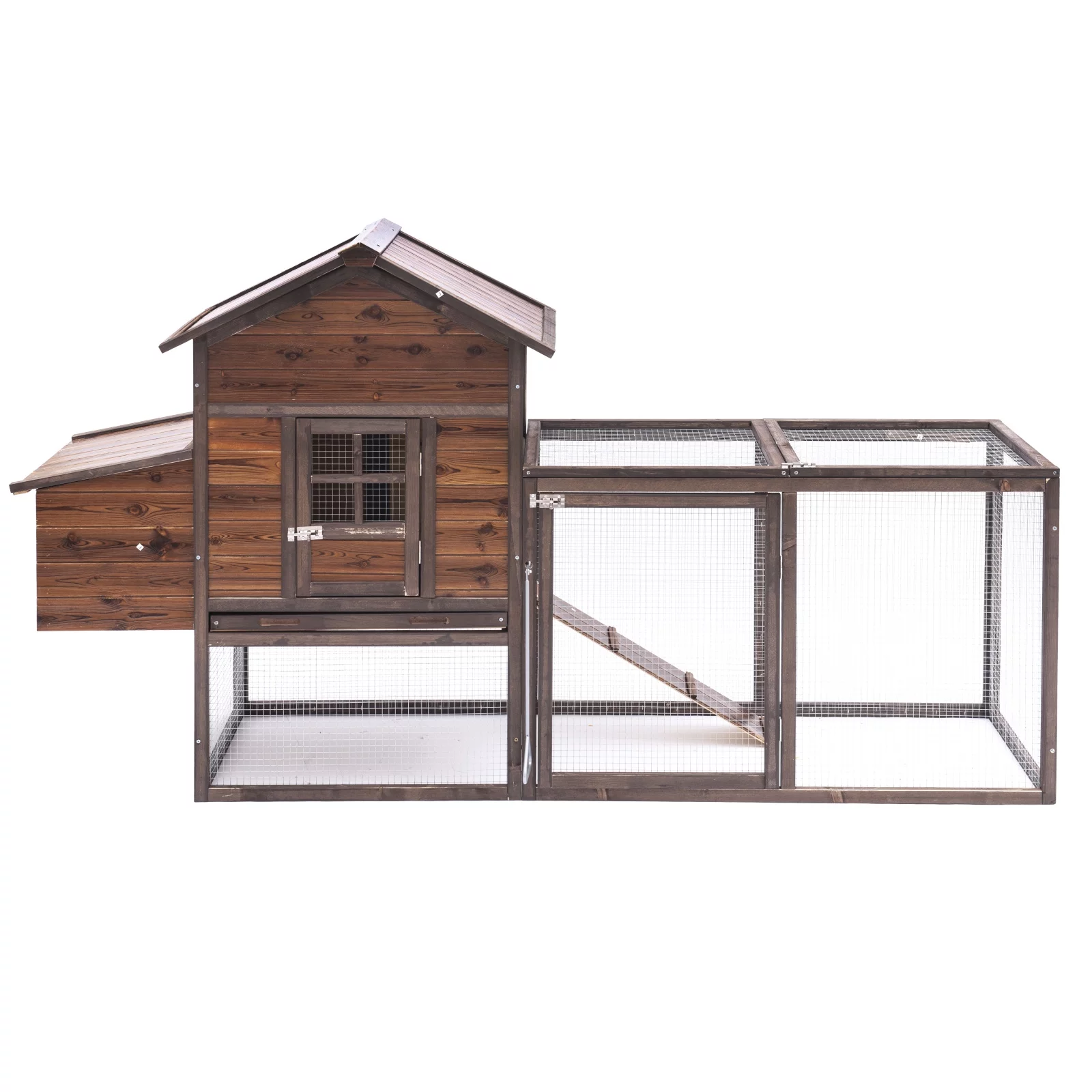 Gaildon Large Removable Chicken Coop for 4-5 Chickens ,with 2 Story Poultry Cage,Nesting Box,Pull Out Trays, Brown