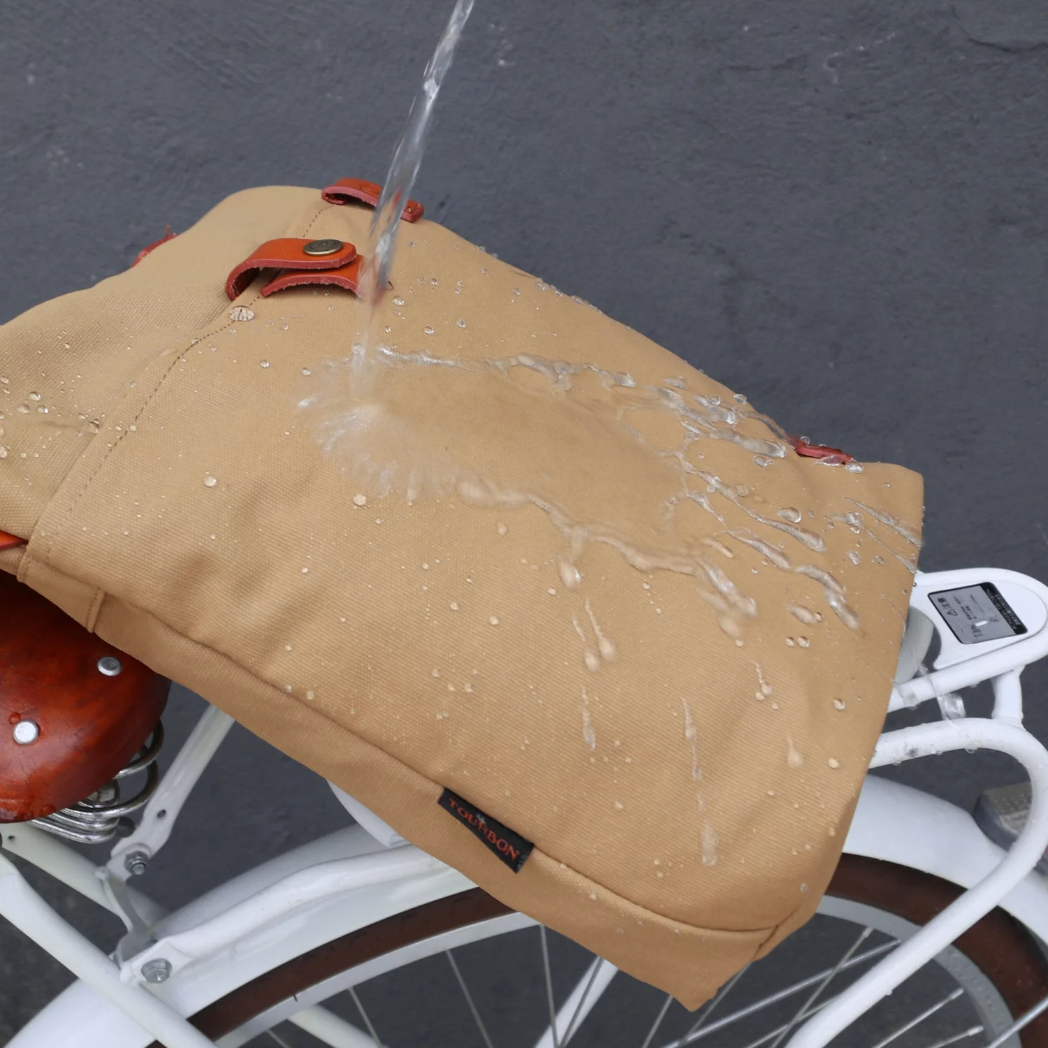 TOURBON Cycling Bicycle Pannier Waxed Canvas Waterproof Clip-On Quick-Release Bike Bag Shoulder Tote Bag for Women