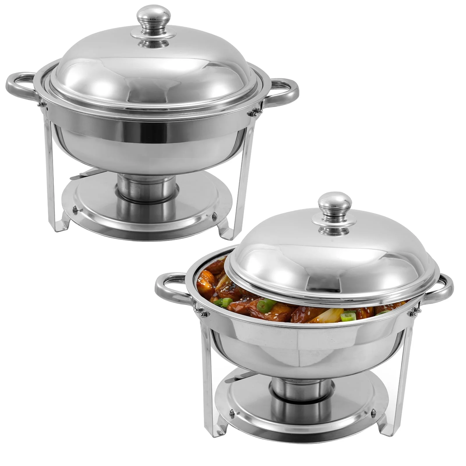JSTUOKE 2-Pack Chafing Dish Buffet Set, 6QT Round Buffet Servers and Warmers Set, Stainless Steel Catering Food Warmer with Lid & Holder for Party