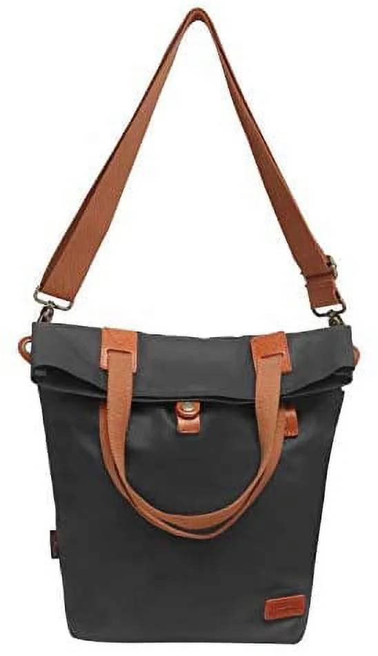 TOURBON Cycling Bicycle Pannier Waxed Canvas Waterproof Clip-On Quick-Release Bike Bag Shoulder Tote Bag for Women