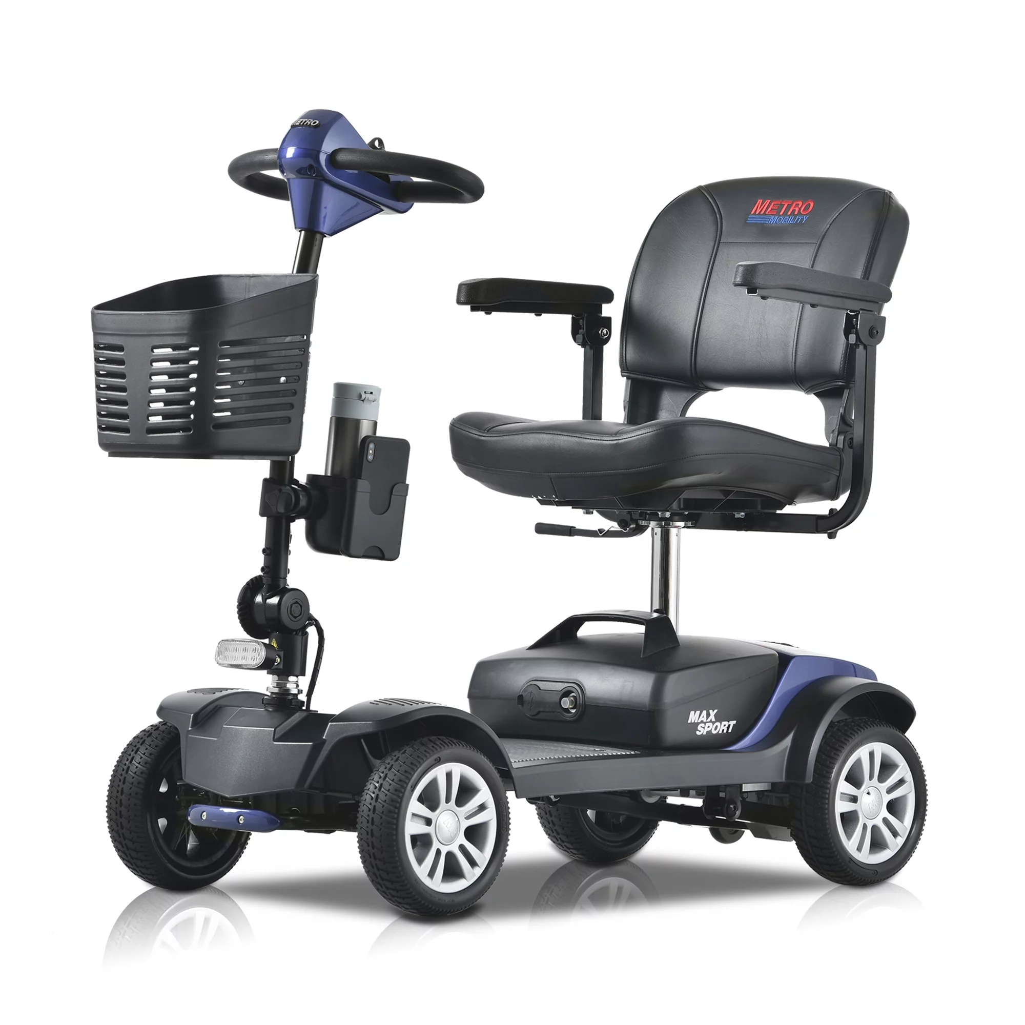 Leadzm Fold Mobility Scooter For Senior 4 Wheel Mobility Scooter Blue