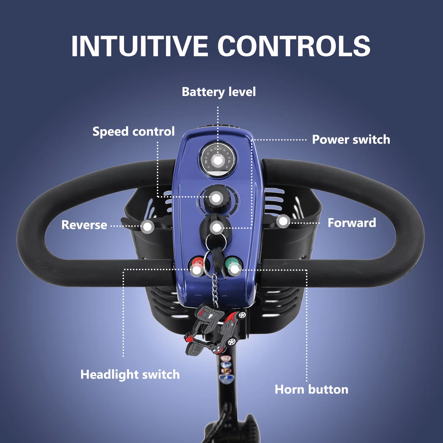 Leadzm Fold Mobility Scooter For Senior 4 Wheel Mobility Scooter Blue