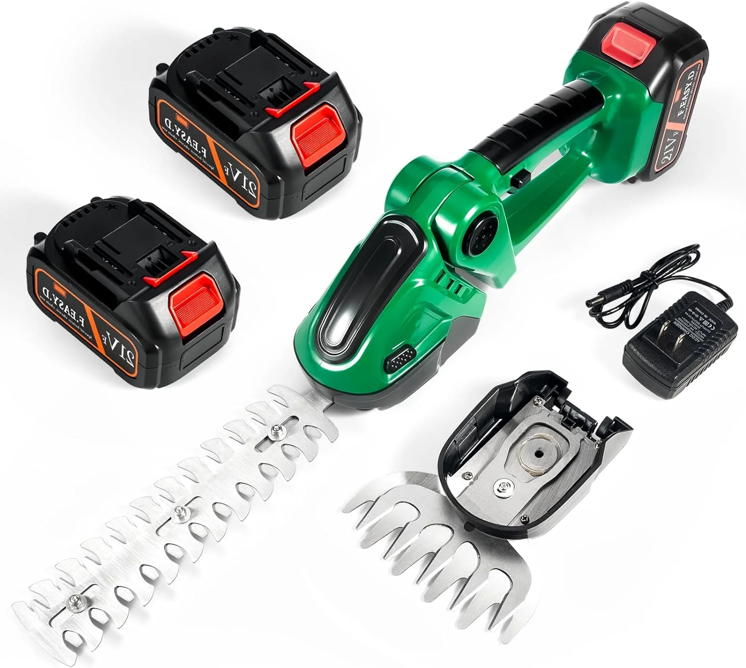 Convenient Mini Hedge Trimmer Cordless Grass Shears 21V Handheld Cutter Clippers 2 Batteries Included