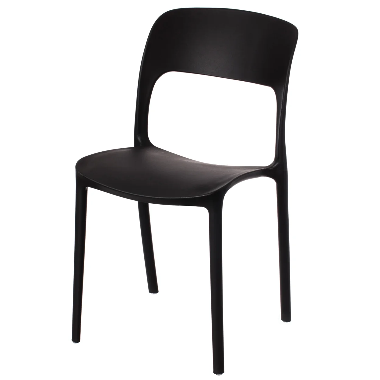 Fabulaxe Modern Plastic Outdoor Dining Chair with Open Curved Back, Red Set of 2