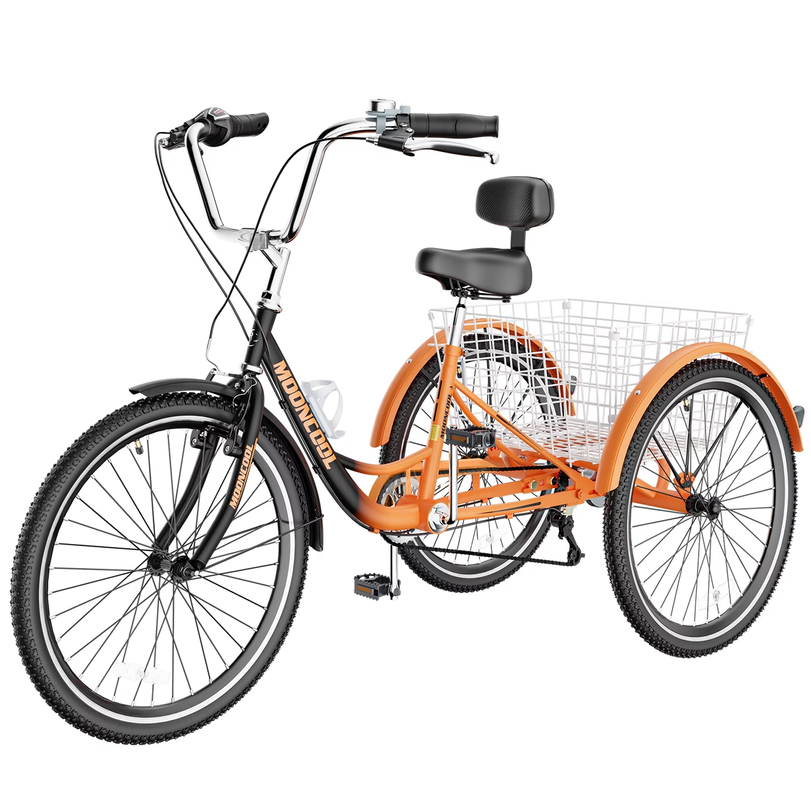 NAIZEA Adult Tricycles 24 Inch 3 Wheel 7 Speed Bikes Three-Wheeled Bicycles Cruise Trike with Shopping Basket