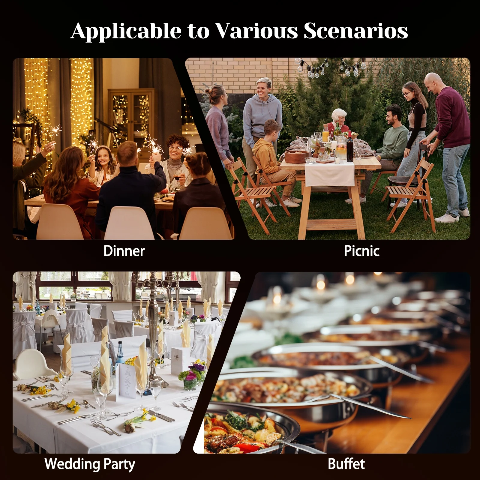 JSTUOKE 2-Pack Chafing Dish Buffet Set, 6QT Round Buffet Servers and Warmers Set, Stainless Steel Catering Food Warmer with Lid & Holder for Party