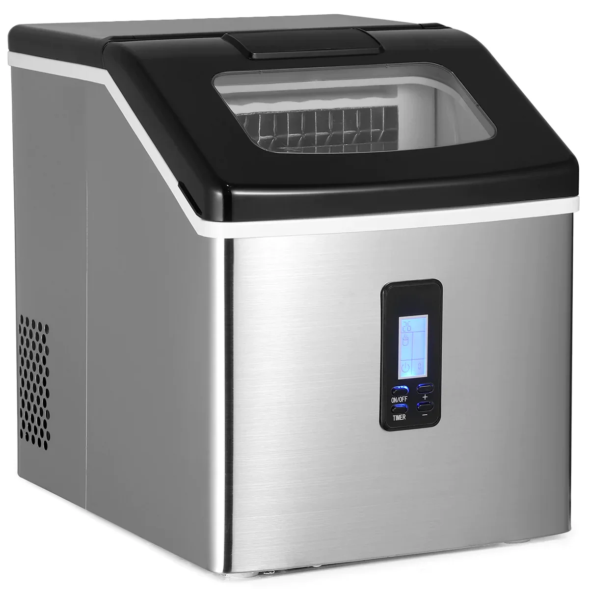 TABU 40Lbs/24H Countertop Ice Maker Machine,Self Cleaning Nugget Ice Maker,Stainless Steel,Black
