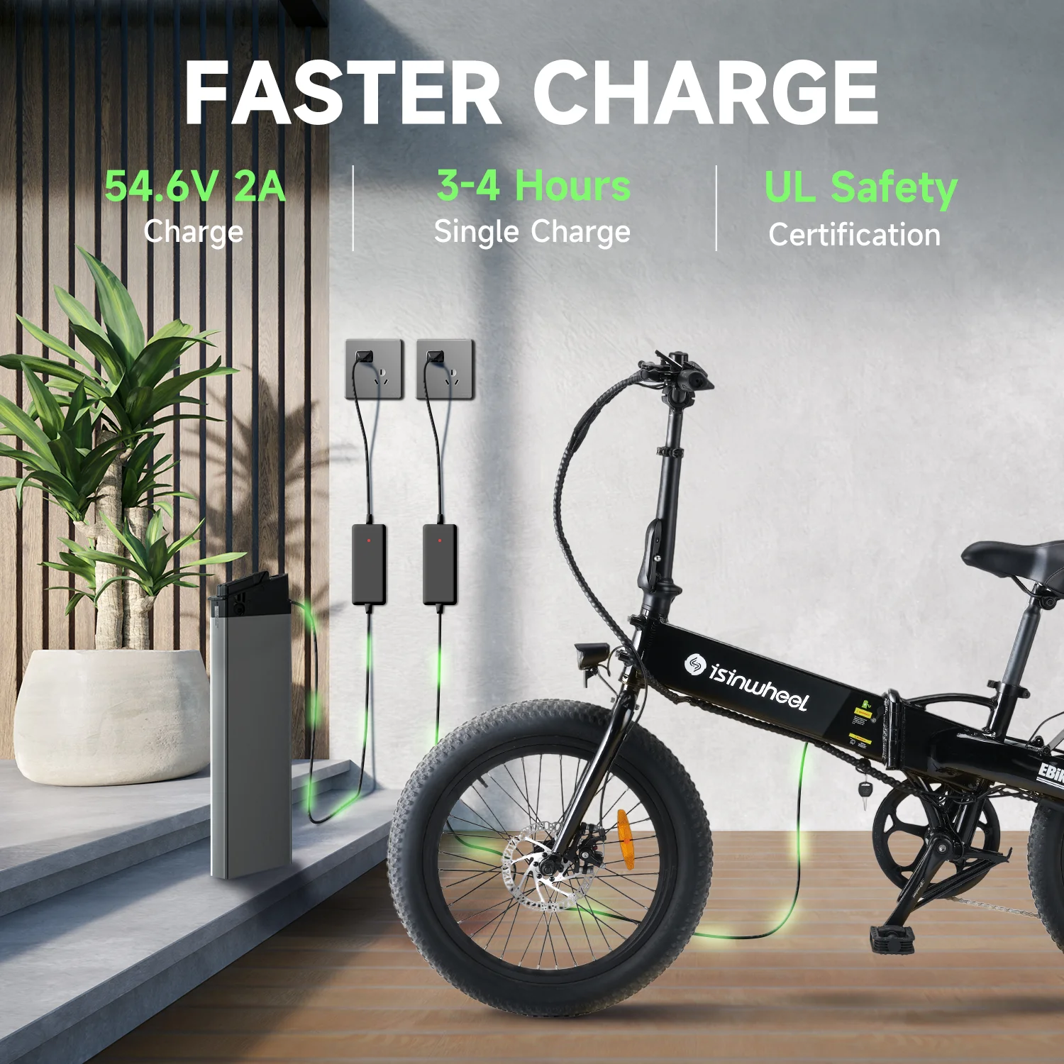 isinwheel U5-W Electric Bike Adult 500W, 20MPH, Max Range 45+ Mile E Bike, 20
