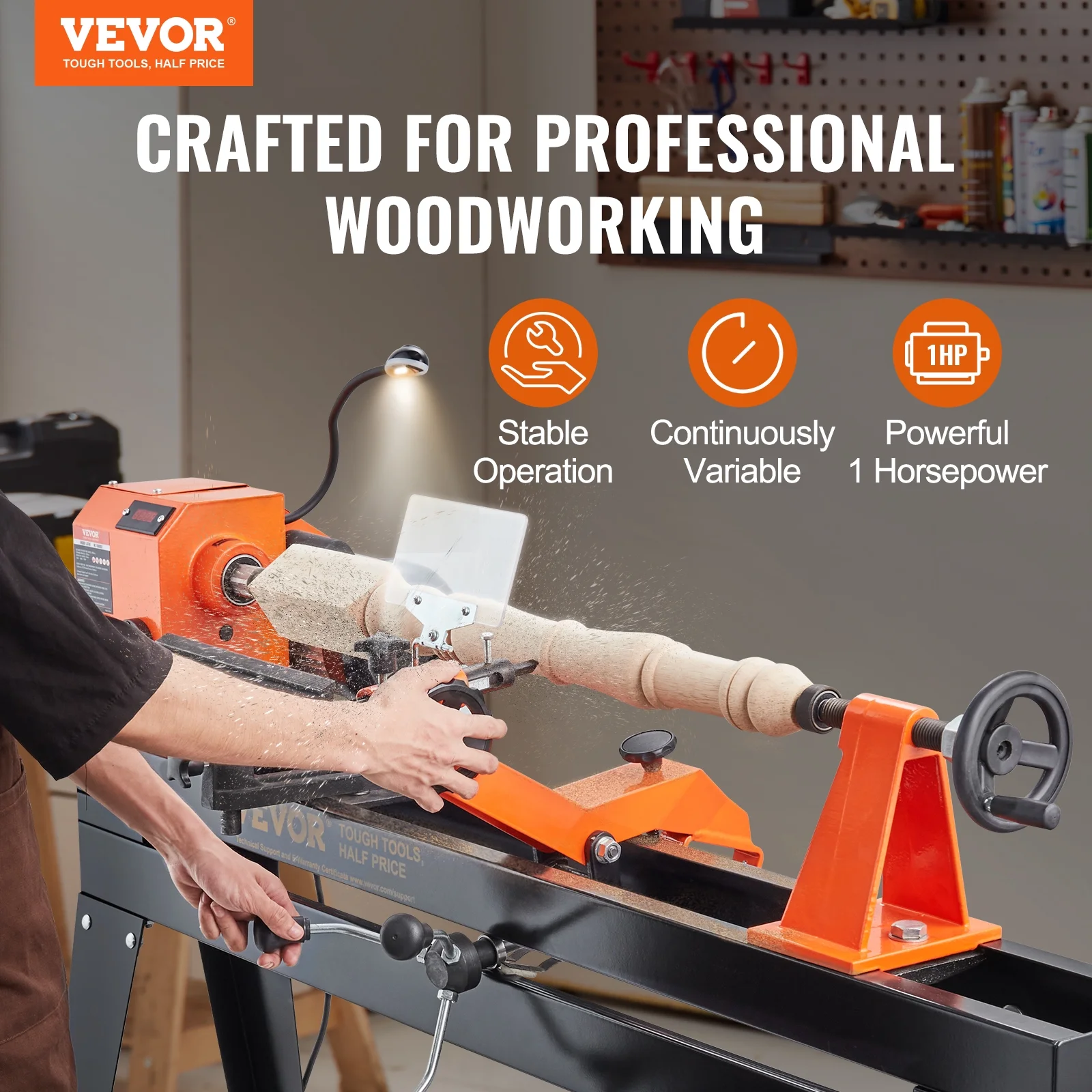 BENTISM 13.78'' x 37.8'' 1HP 750W Wood Lathe with Stand, 110V/60 Hz Woodworking Lathe