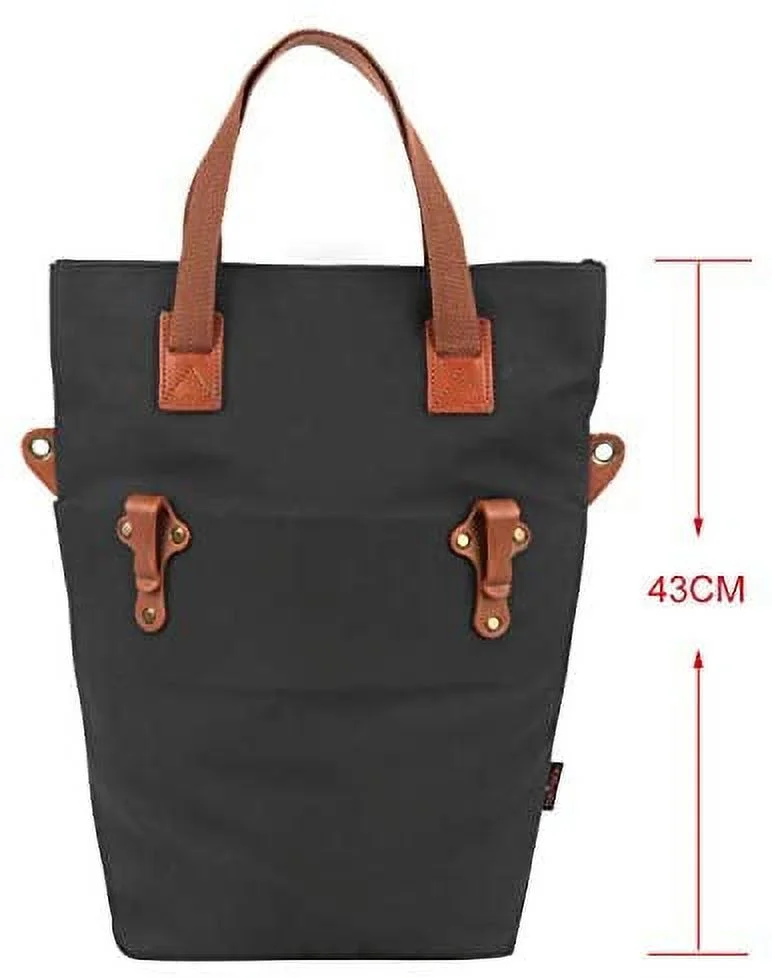 TOURBON Cycling Bicycle Pannier Waxed Canvas Waterproof Clip-On Quick-Release Bike Bag Shoulder Tote Bag for Women