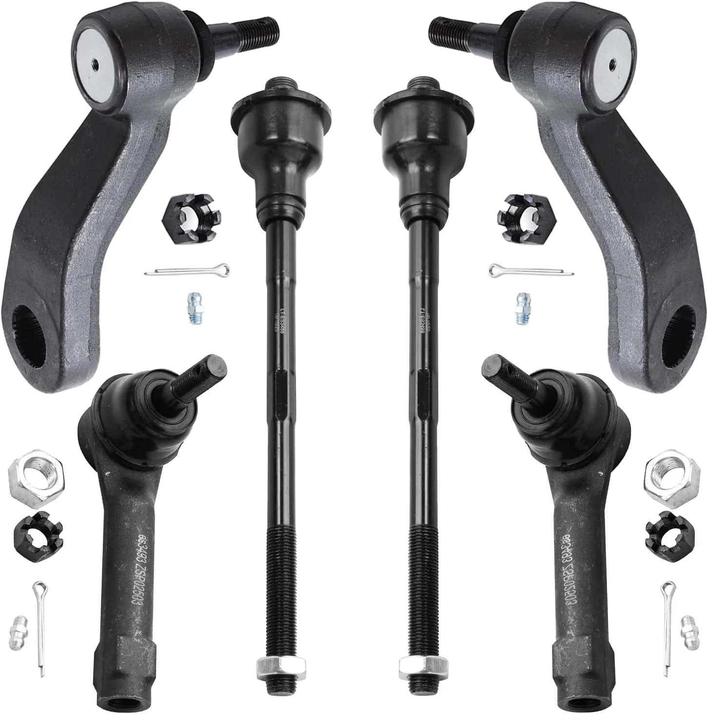 Front 6pc Tie Rods Kit for Chevy Silverado GMC Sierra Avalanche Suburban Yukon XL 1500 Tahoe Cadillac Escalade ESV EXT, 4 Tie Rod Ends 1 Idler Arm 1 Pitman Arm Replacement