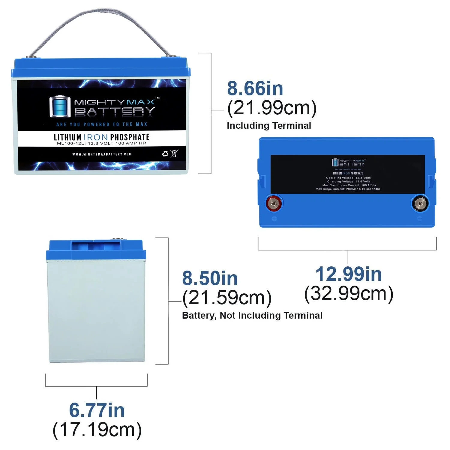 12V 100AH Lithium Replacement Battery Compatible with Odyssey PC1700 - 3 Pack