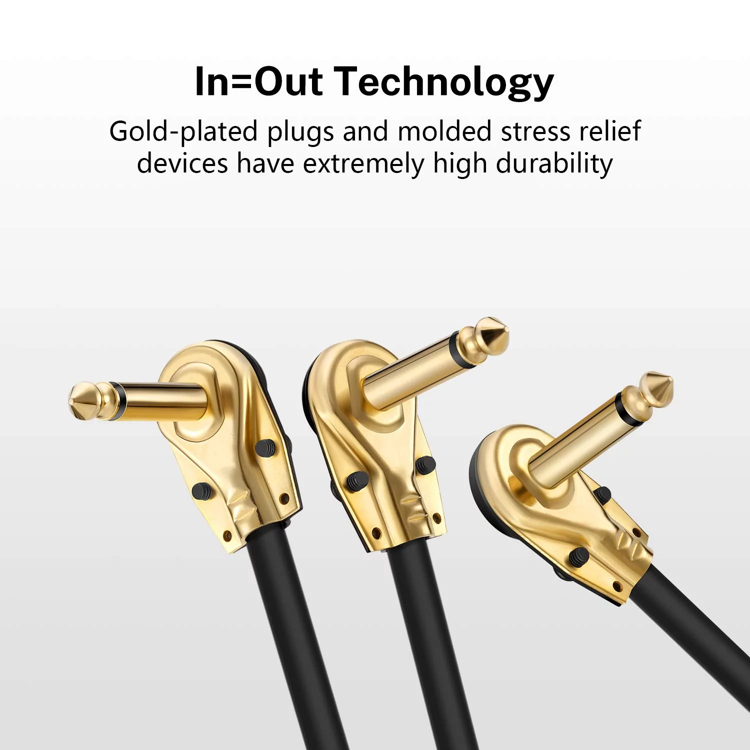Donner Guitar Patch Cables Right Angle 6 Inch 15 cm 1/4 Instrument Cables for Effect Pedals 6 Pack