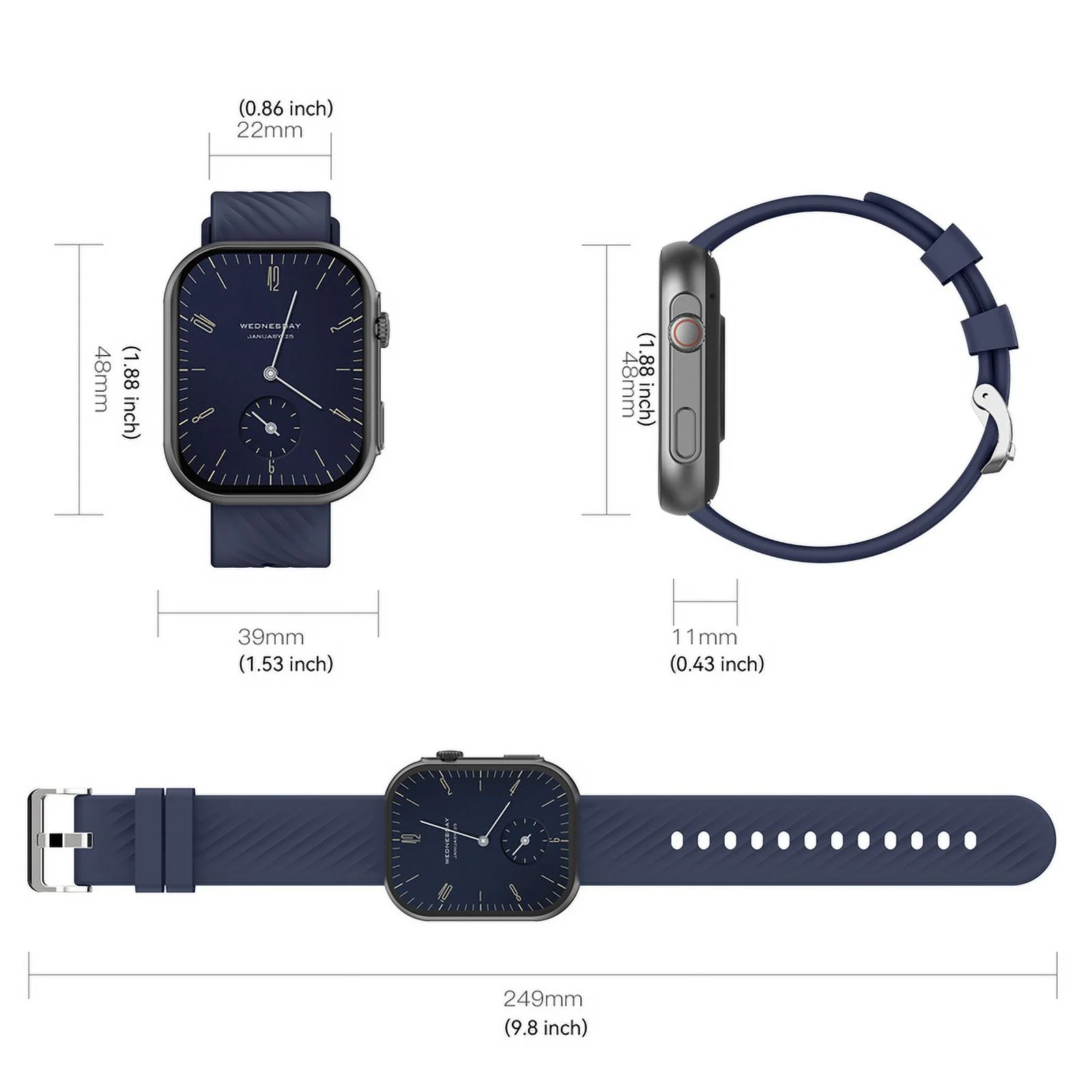 Mingdaln 2.0-Inch Classic Square Screen Sports Smartwatch, BT5.2 with Fitness Tracker, Calories/Steps/Weather, IP67 Waterproof Smartwatch (Gold)