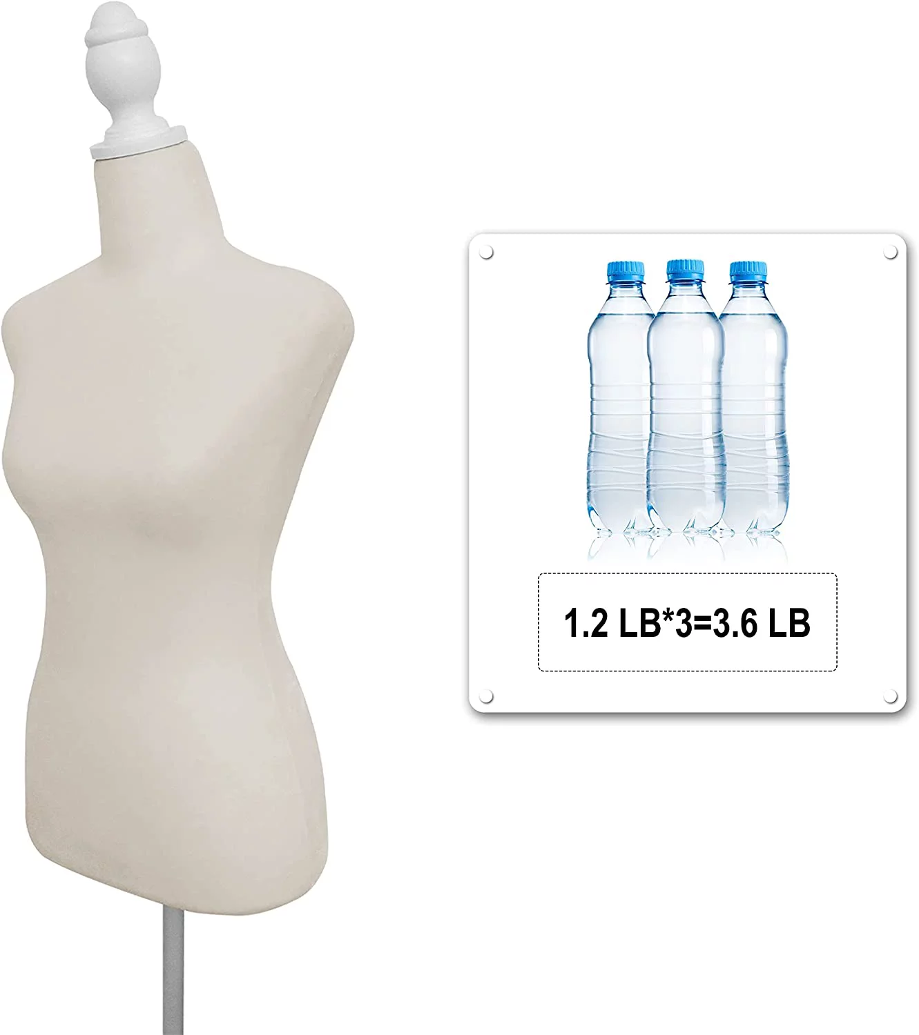 YumHome Female Mannequin Torso Dress Form Adjustable Tripod Stand Base Style (Beige)