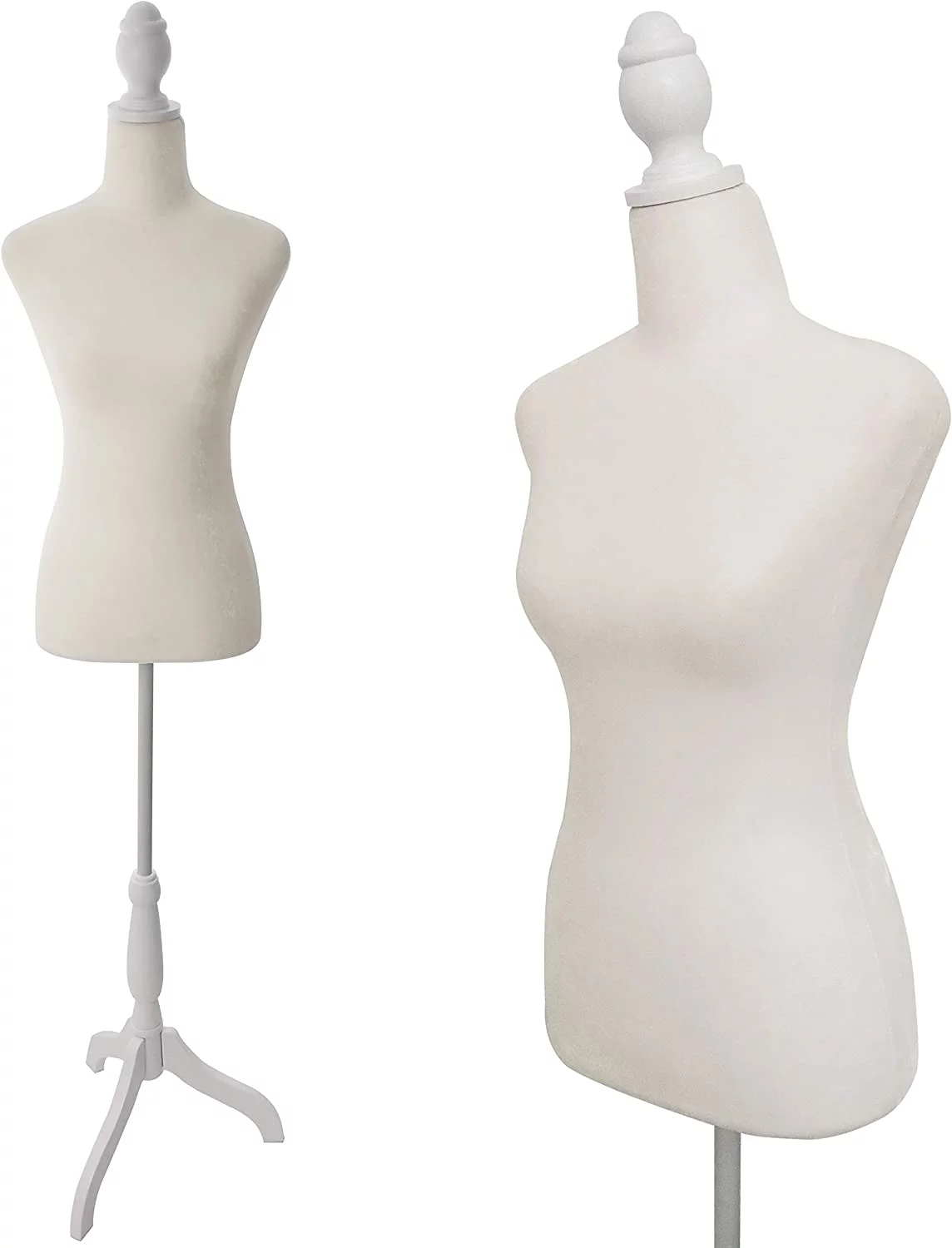 YumHome Female Mannequin Torso Dress Form Adjustable Tripod Stand Base Style (Beige)