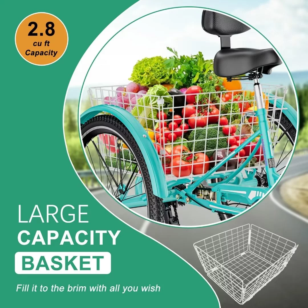 Docred Adult Electric Tricycles 3 Wheel Electric Bike, 24Inch 15.5 mph 500W Electric Trikes,7-Speed & 4 Adjustable Riding Modes Electric Tricycle with 36V Removable Lithium Battery