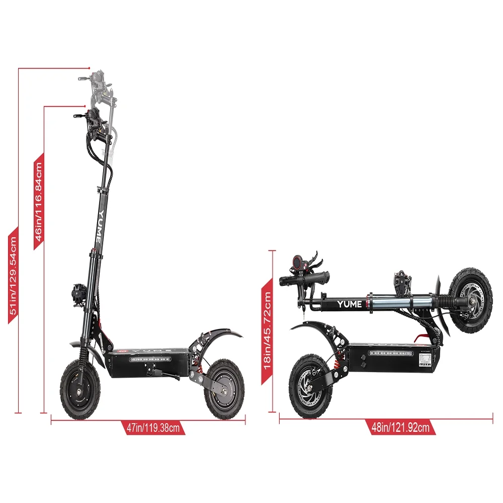 YUME Scooter Y10 Adult Electric Scooter Double Suspensions Dual Motor 23.4AH Battery 52V 2400W 40 MPH 40 Miles Fast Sports Scooter 10