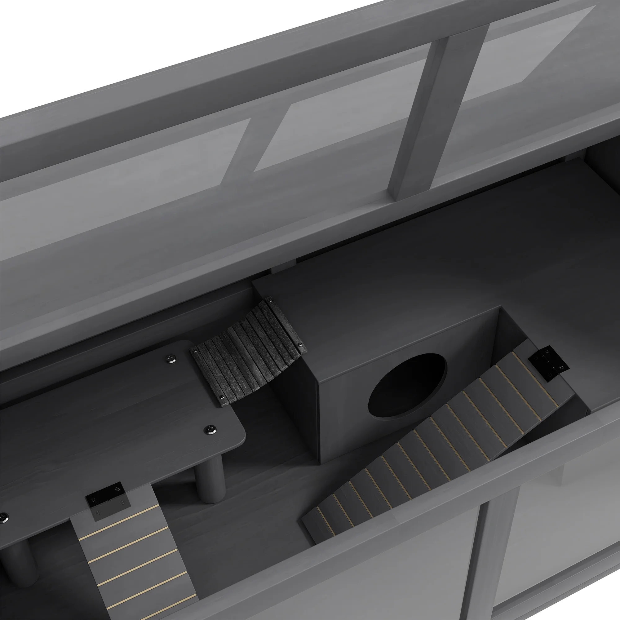 PawHut Wooden Hamster Cage W/ Suspension Bridge, Openable Top