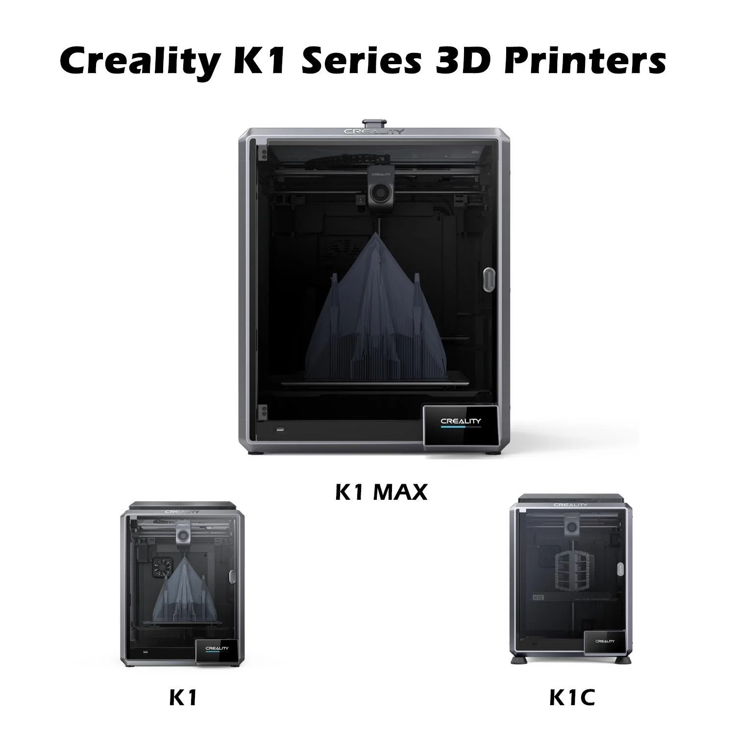Creality K1 Series 3D Printers K1 Max/K1C/K1 600mm/s High Speed FDM 3D Printer Support 300℃ Printing Suit for ABS/PLA/PETG/PET/TPU/PA/ABS/ASA/PC/ PLA-CF/PA-CF/PET-CF Filaments-K1 Max 3D Printer