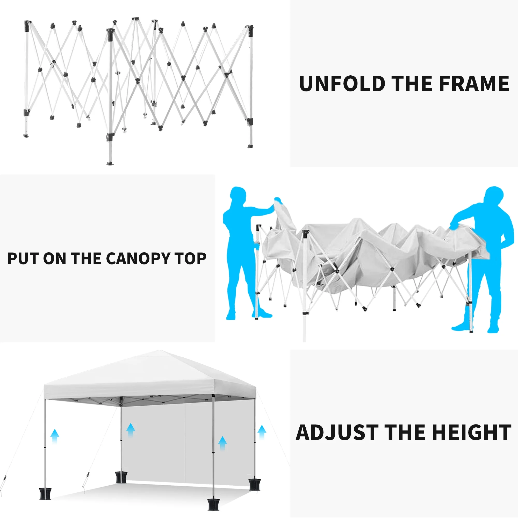 DWVO 10x10 FT Pop Up Canopy Tent Anti-UV Waterproof Outdoor Canopy Instant Party Wedding Backyard Canopy Tent Shade Shelter for Beach Party Commercial Booth Gazebo, White