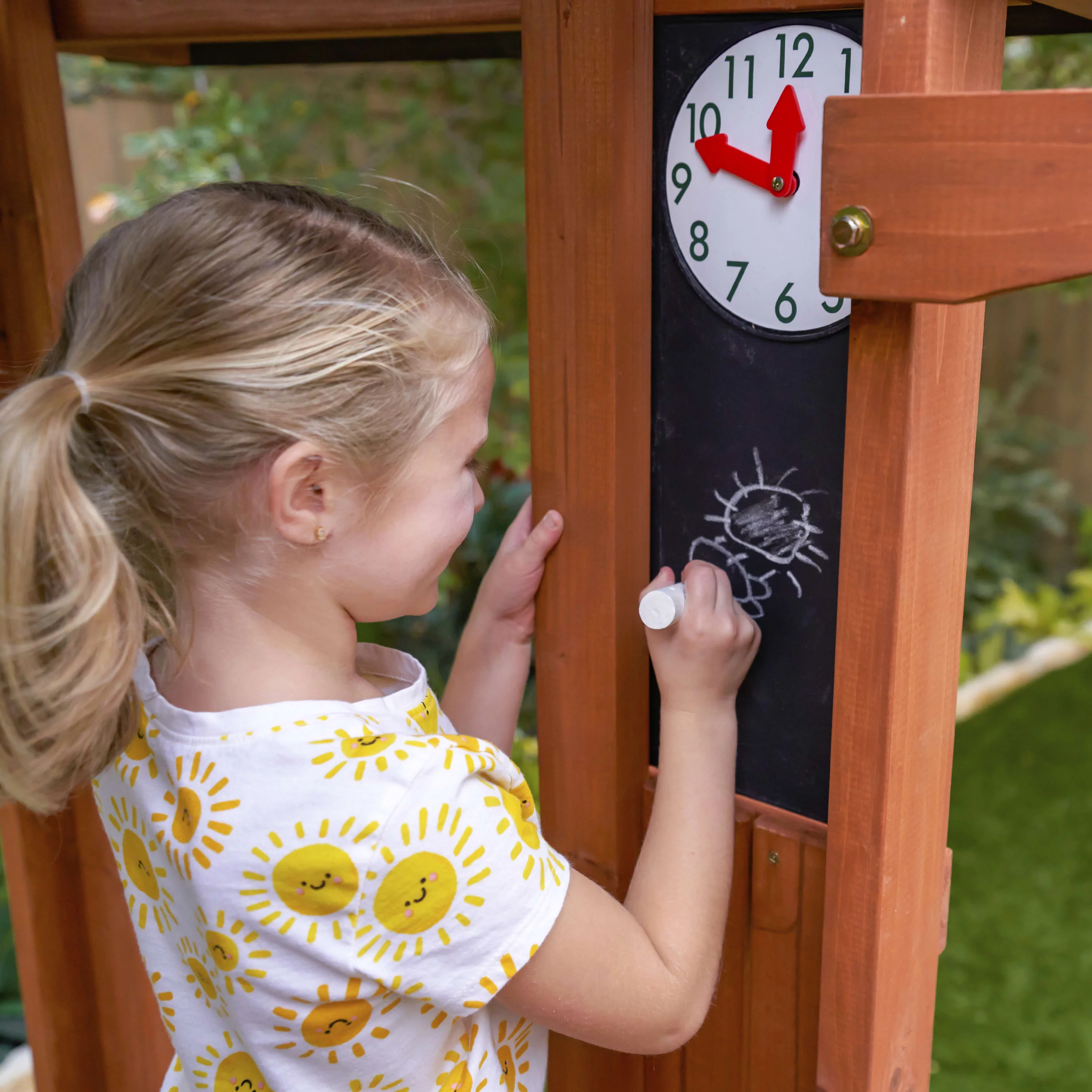 KidKraft Raptor Trail Wooden Outdoor Swing Set with Wavy Slide and Rock Wall, For Ages 3-10