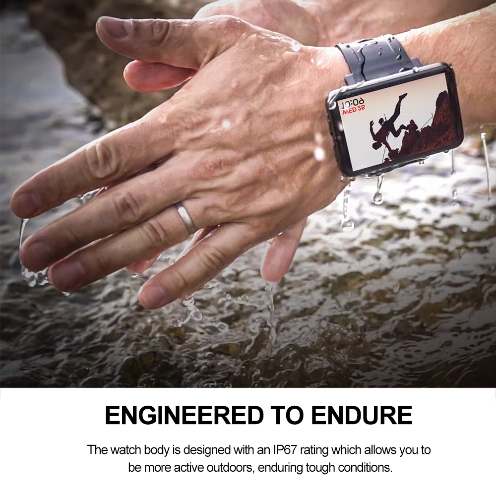 DM100 4G Smart Watch Sports WiFi GPS BT Smartwatch 2.86 Inch Touch Screen 16GB/32GB Music Player Phone Call 5MP Camera IP67 Waterproof Multifunction for Men,Black,16GB