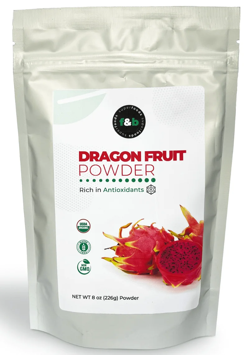 Organic Pink Pitaya Dragon fruit Powder for Baking & Drink (8oz) - f&b superfoods - Vegan, Perfect to mix with your favorite shake, amazing food coloring.