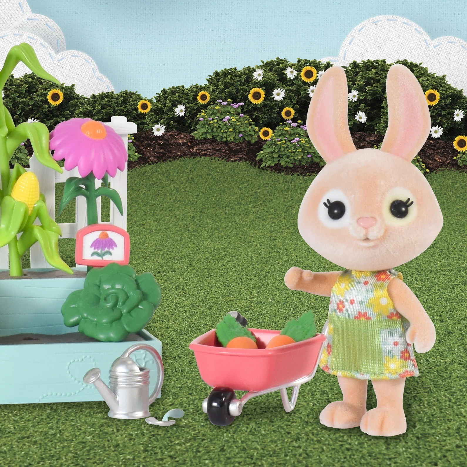 Honey Bee Acres Time to Garden Playset with Bunny Figure, 16 Pieces, Children Ages 3+