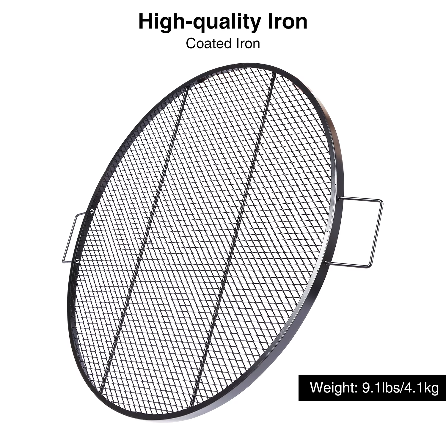 Lineslife Fire Pit Cooking Grill Grates, Heavy-Duty Outdoor Round BBQ X-Marks Grill, Camping Cookware, 36 Inch Black