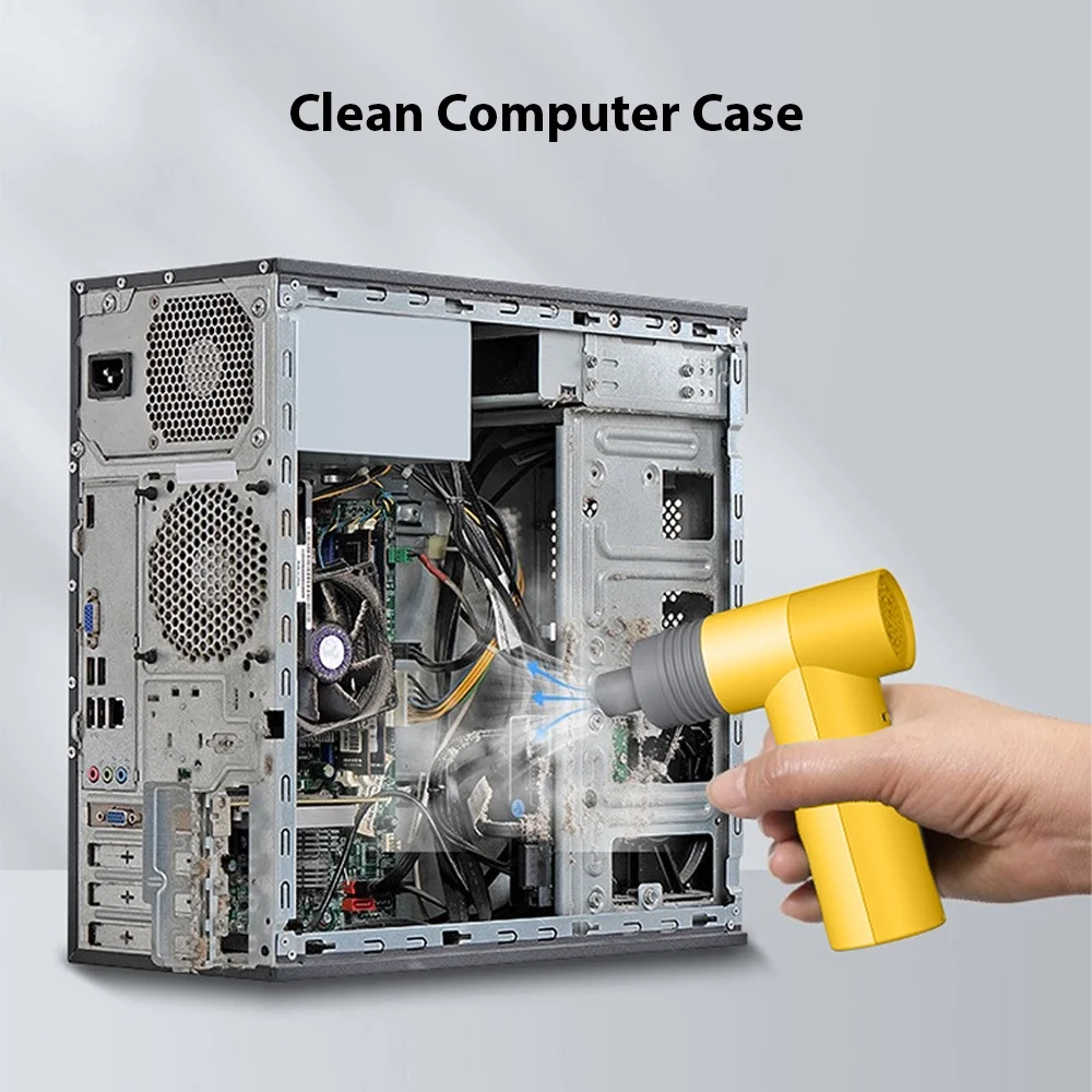 Electric Air Duster,100000rpm Turbo Fan Portable Handheld Air 100000rpm Turbo Handheld Compressed Air Built-in 3x1100mah Battery Dual-purpose Removal Blower Built-in 3x1100mah