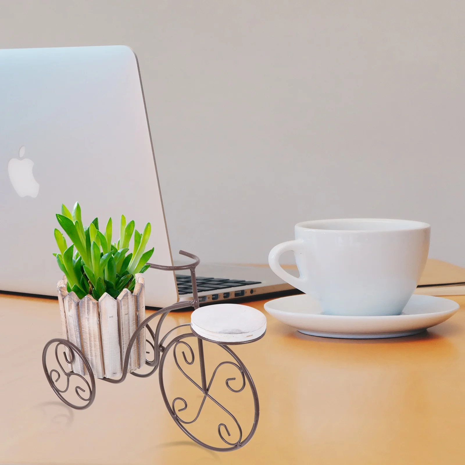 Gongxipen Iron Bike Plant Stand Rustic Style Flower Pot Cart Holder Desktop Decoration