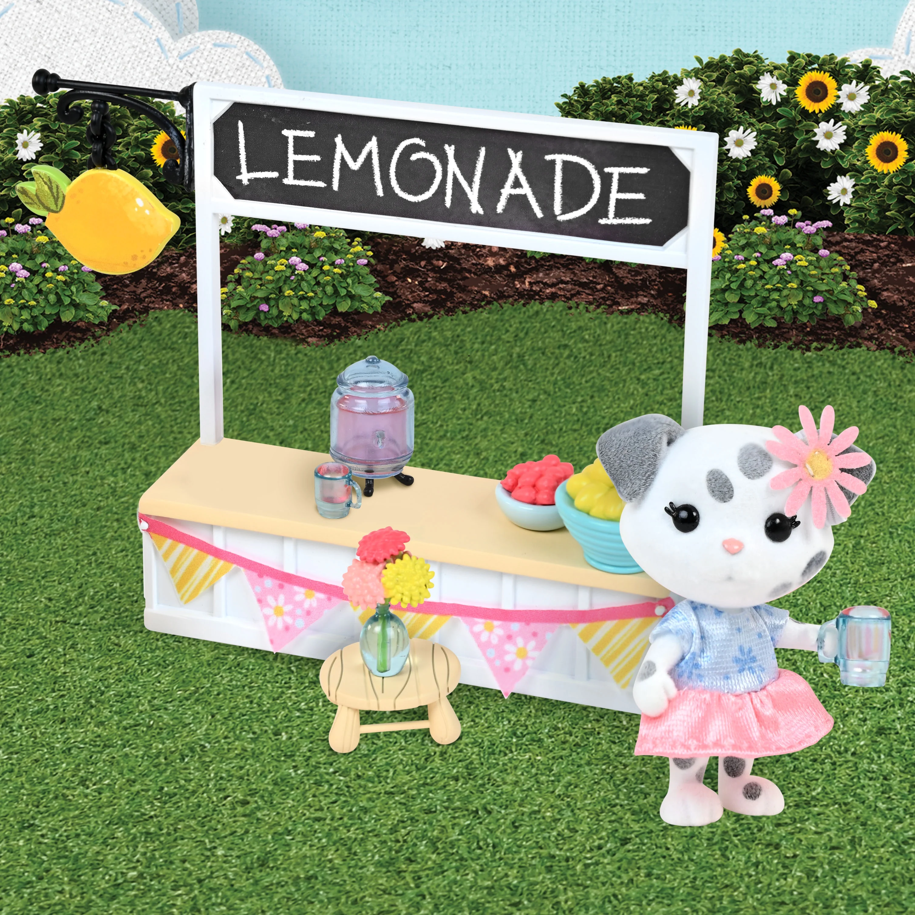 Honey Bee Acres Sweet & Sour Lemonade Stand Playset with Dog Figure, 9 Piece, Ages 3+
