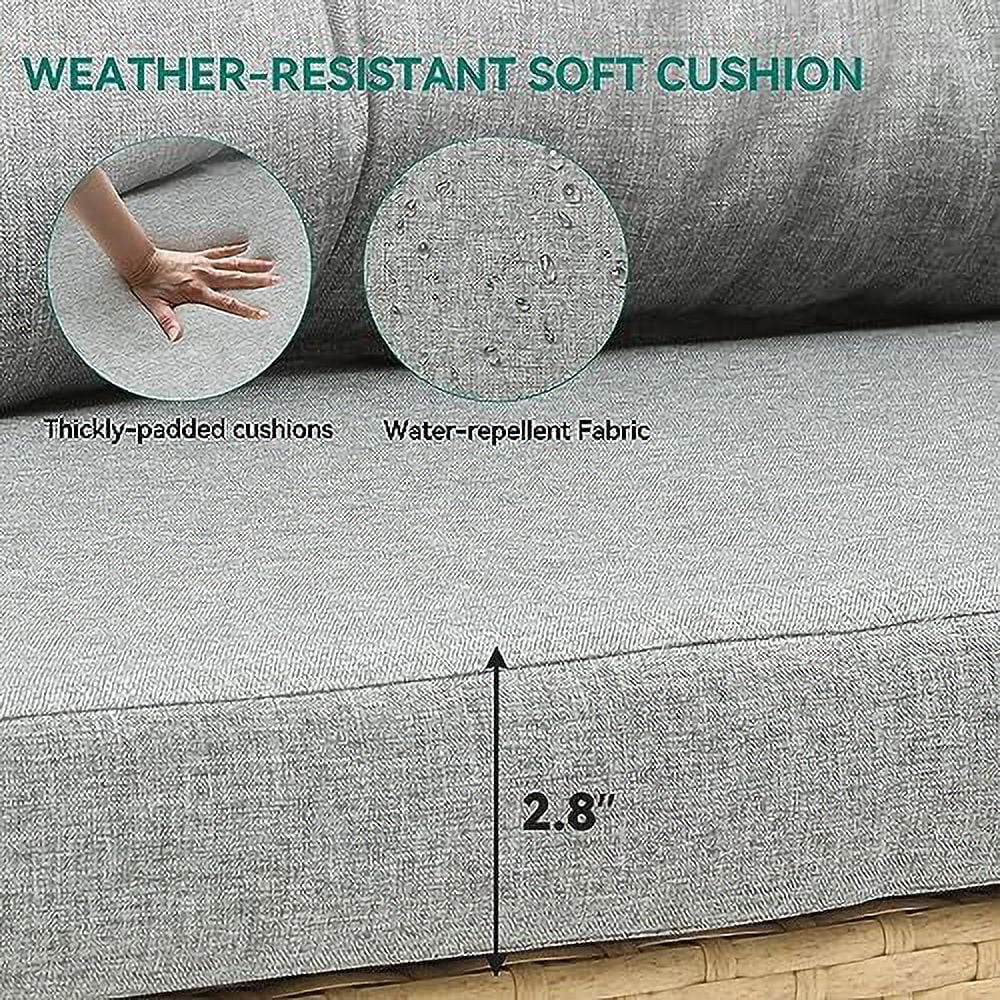 CHTYVC Wicker Hanging Porch Swing Chair Outdoor Brown Rattan Patio Swing Lounge w/ 2 Back Cushions Capacity 530lbs for Garden  Balcony  Living Room  Beige