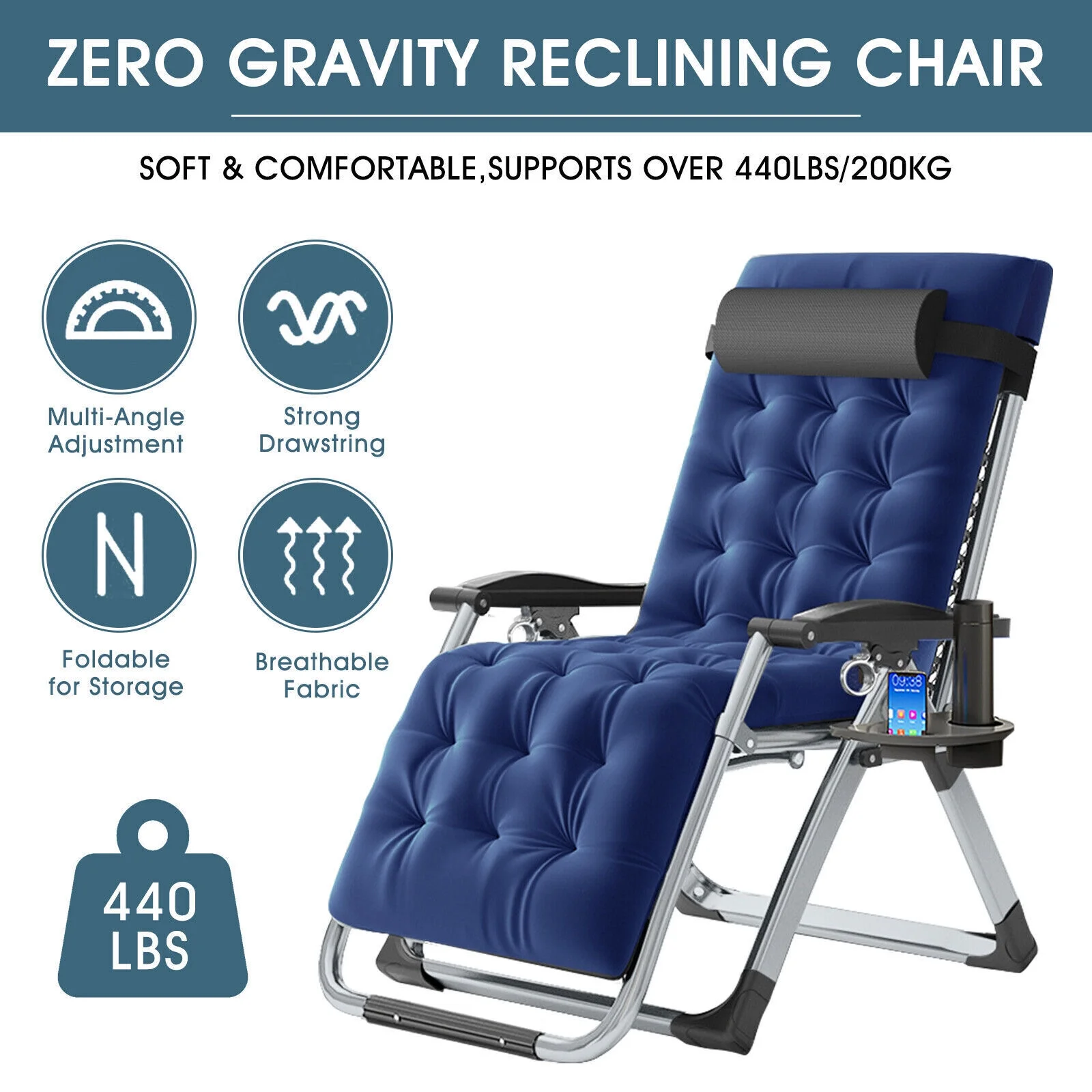 Zero Gravity Chair Folding Recliner Patio Lounge Beach Lawn pool Chair Outdoor