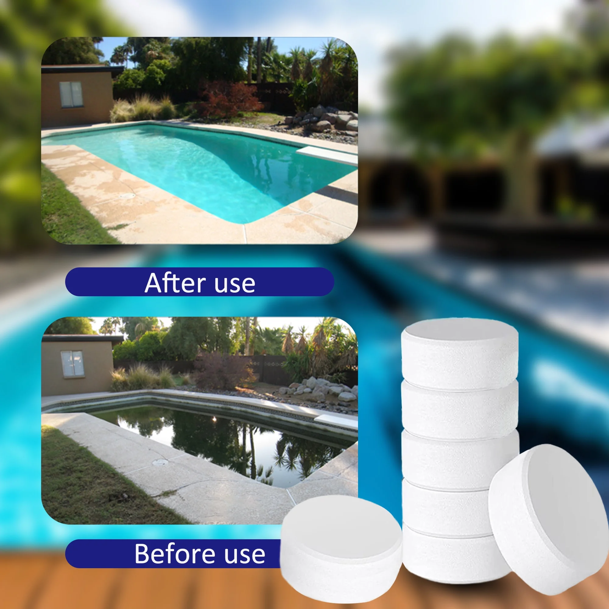 5lbs Pool&Spa 3-inch Chlorine Tablets, for Swimming Pool and Spa Use, 5lbs