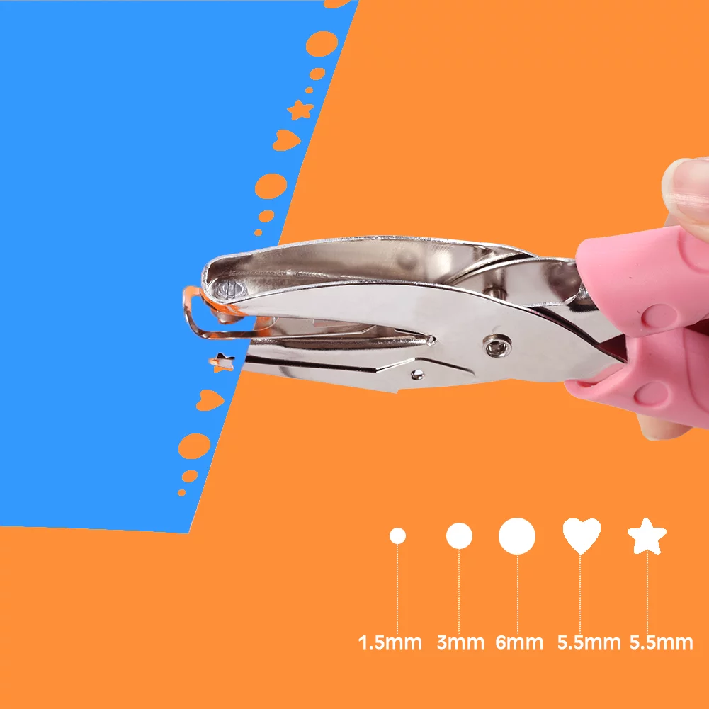 SPEEDWOX Hole Puncher Star Shape 6 Inches with Soft Pink Grip for Craft Paper Single Handheld DIY Hole Punch Tool