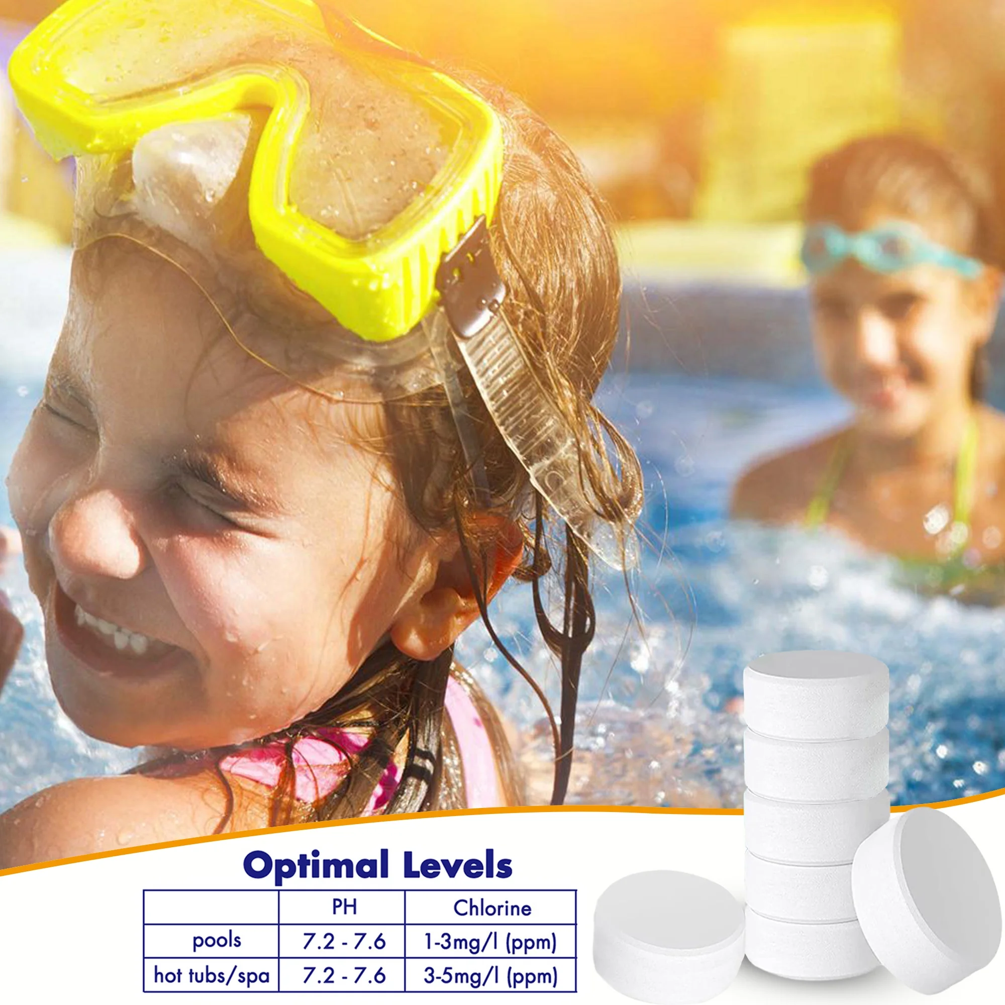 5lbs Pool&Spa 3-inch Chlorine Tablets, for Swimming Pool and Spa Use, 5lbs