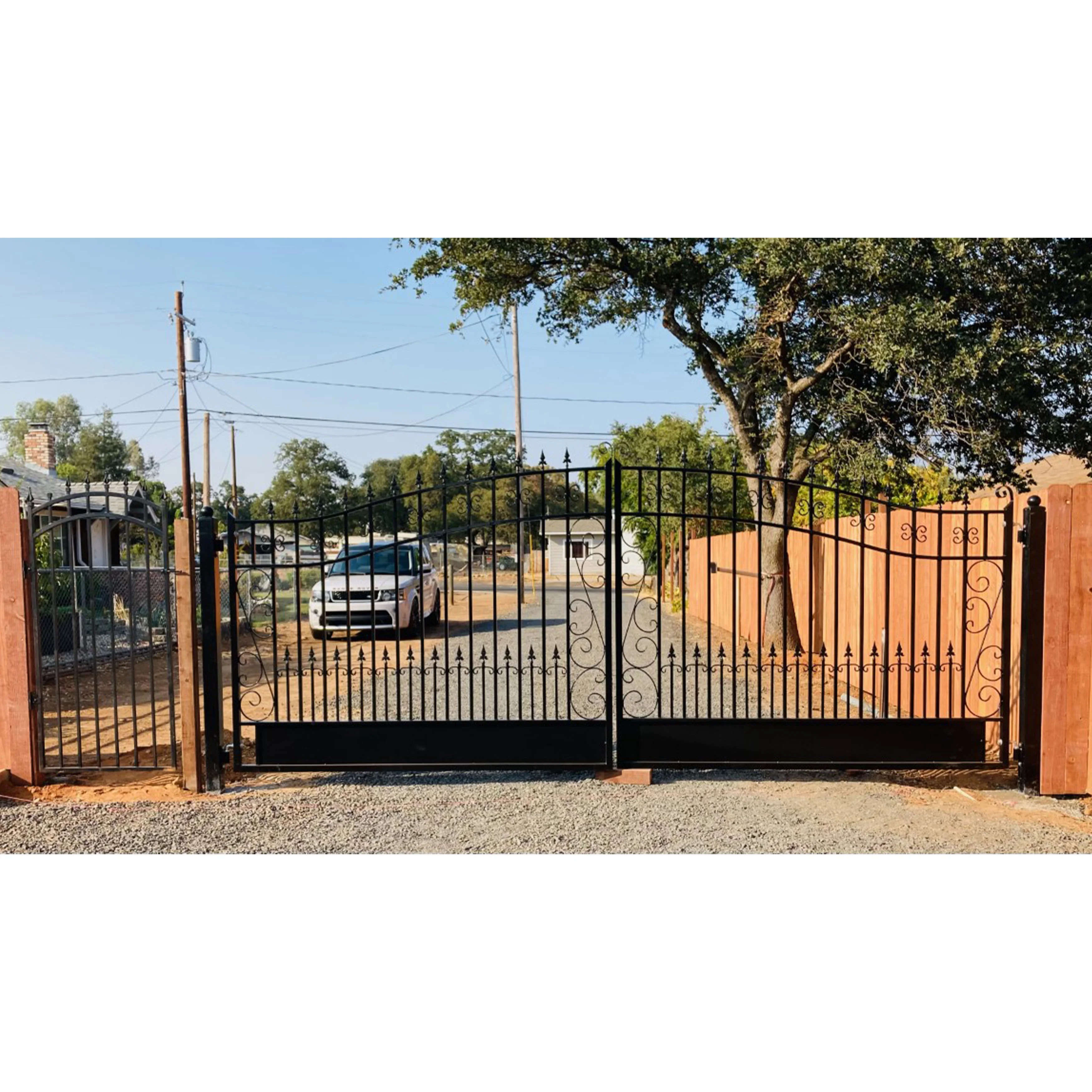 ALEKO Venice Style Dual Swing Steel Driveway Gate 14 ft with ETL Gate Opener