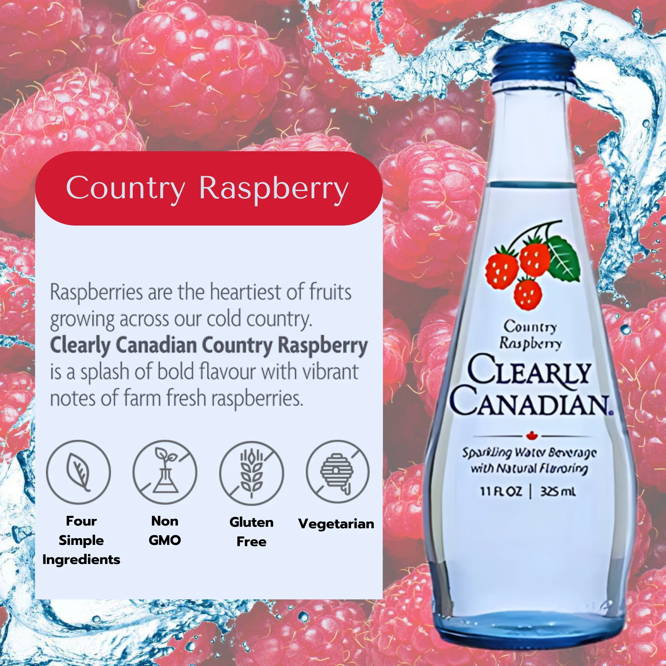 (12) Clearly Canadian Sparkling Water Beverage, 11 Fl oz Variety Pack Naturally Flavored Drinks 3 Bottles Each Mountain Blackberry Country Raspberry Orchard Peach Wild Cherry & CUSTOM Storage Carrier