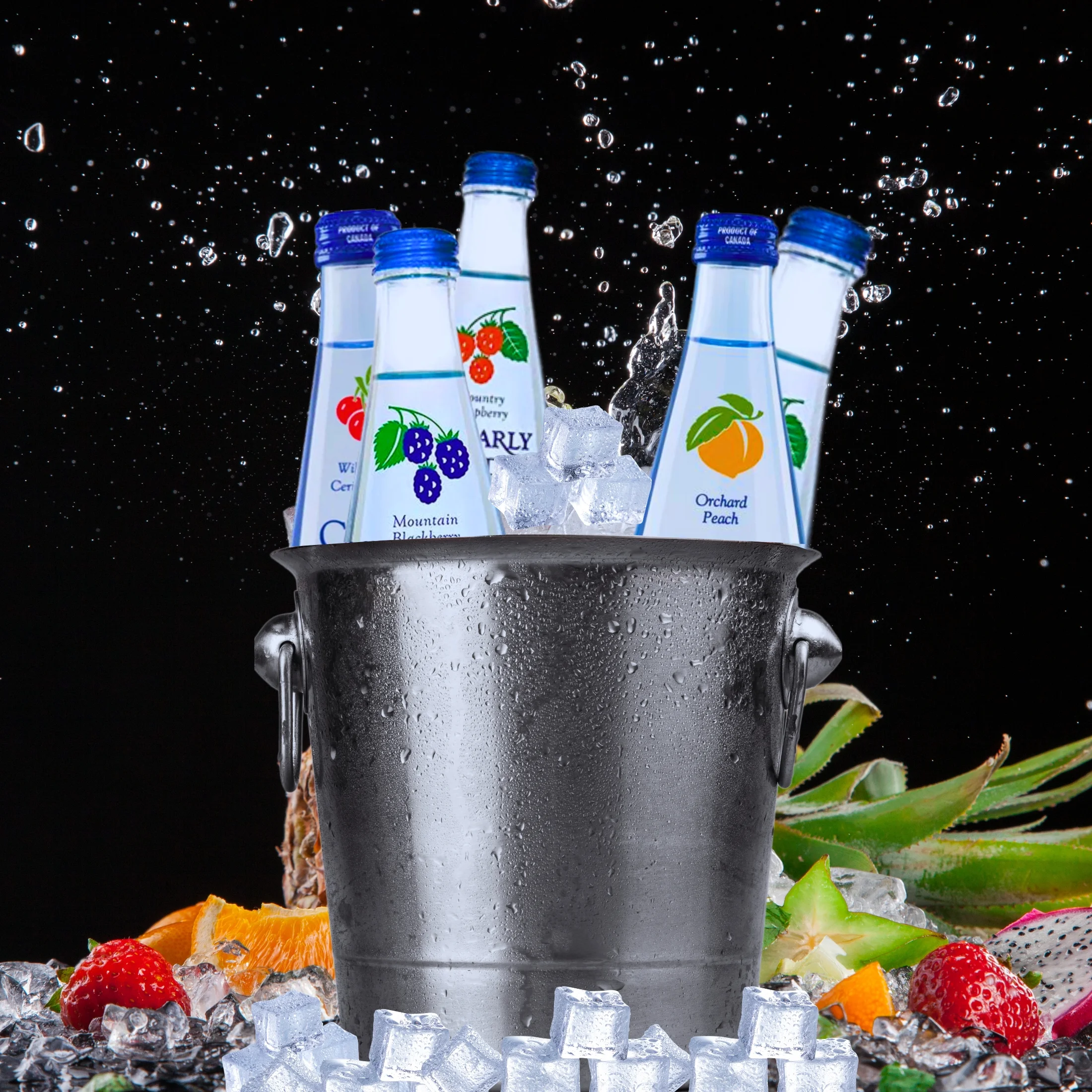 (12) Clearly Canadian Sparkling Water Beverage, 11 Fl oz Variety Pack Naturally Flavored Drinks 3 Bottles Each Mountain Blackberry Country Raspberry Orchard Peach Wild Cherry & CUSTOM Storage Carrier