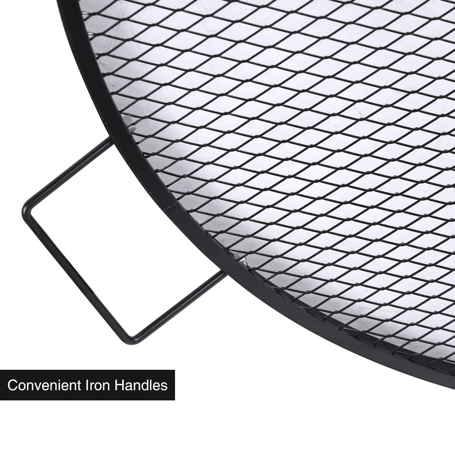 Lineslife Fire Pit Cooking Grill Grates, Heavy-Duty Outdoor Round BBQ X-Marks Grill, Camping Cookware, 36 Inch Black